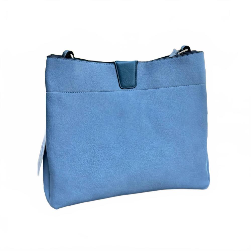 NEW JEN & CO. women's tati lizard monogrammable satchel bag in aqua blue